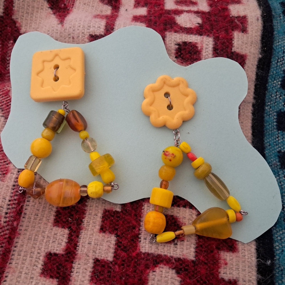 Button And Beads Stud Earrings